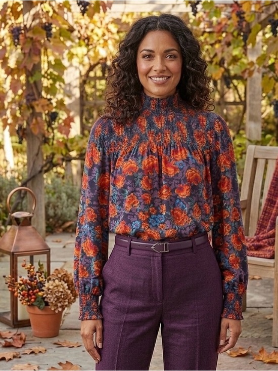 Calligraphie Tops - LMT: Calligraphie Floral Balloon Sleeve Top